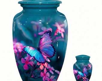 Urnas de cremación con forma de mariposa para cenizas humanas - Urna funeraria personalizada / 10 y 3 pulgadas