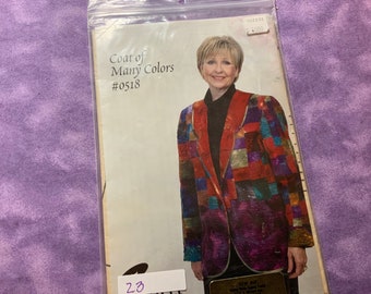 Misses Patchwork Jacket Pattern, Coat of Many Colors 0518, Vintage 1998 A Little More Effect Pattern