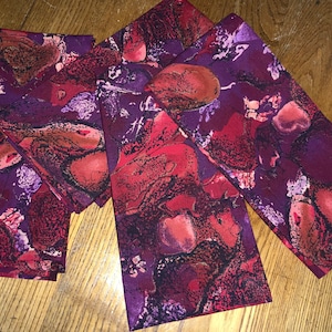Dinner Napkins, 75%  OFF, Set of 4 Cotton Cloth Napkins, Contemporary Red and Purple  Napkins, Mitered Corner Napkins*