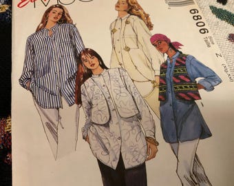 McCalls 6806, Shirt Pattern, Vest, Uncut Sizes 20-26, Easy Sew