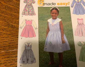 Simplicity 9040, Girls Dress Pattern, Daisy Kingdom Vintage 90s, Sizes ...