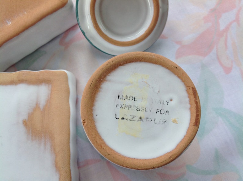Ceramic Bathroom Accessories, Italian Ceramic, Vintage 60's Hand Painted Ceramic, Soap Dish , Trinket Boxes image 3