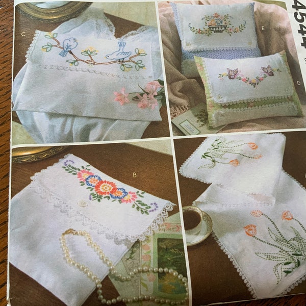 McCalls Pattern 4544, Embroidery Pattern, Pillows Dressers Scarf and Variety of Keepsake Pouches, Uncut Pattern