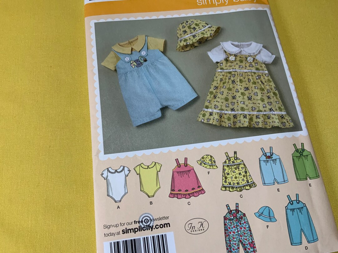 Simplicity 4243 Simplicity 2905, Baby Pattern, Romper Jumper Hat Bodysuit, Sizes XXS to ...