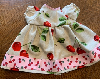 Dolls Dress in Flower patterned baby cord with plain knickers.Fit 46cm Baby Doll 