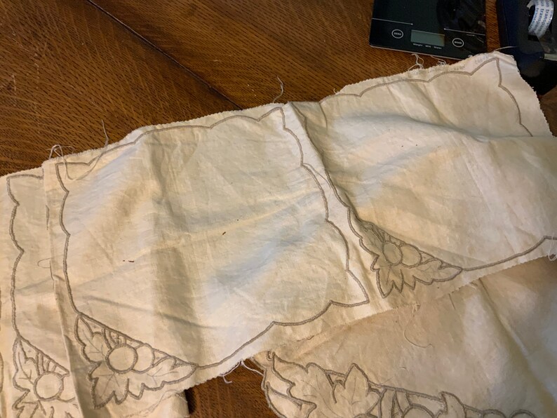 Not the Best of Condtion Napkins and Tablecloth Vintage 40\u2019s or 50\u2019s Unfinished Cutwork Embroidered Linen Home Needlecraft Creation