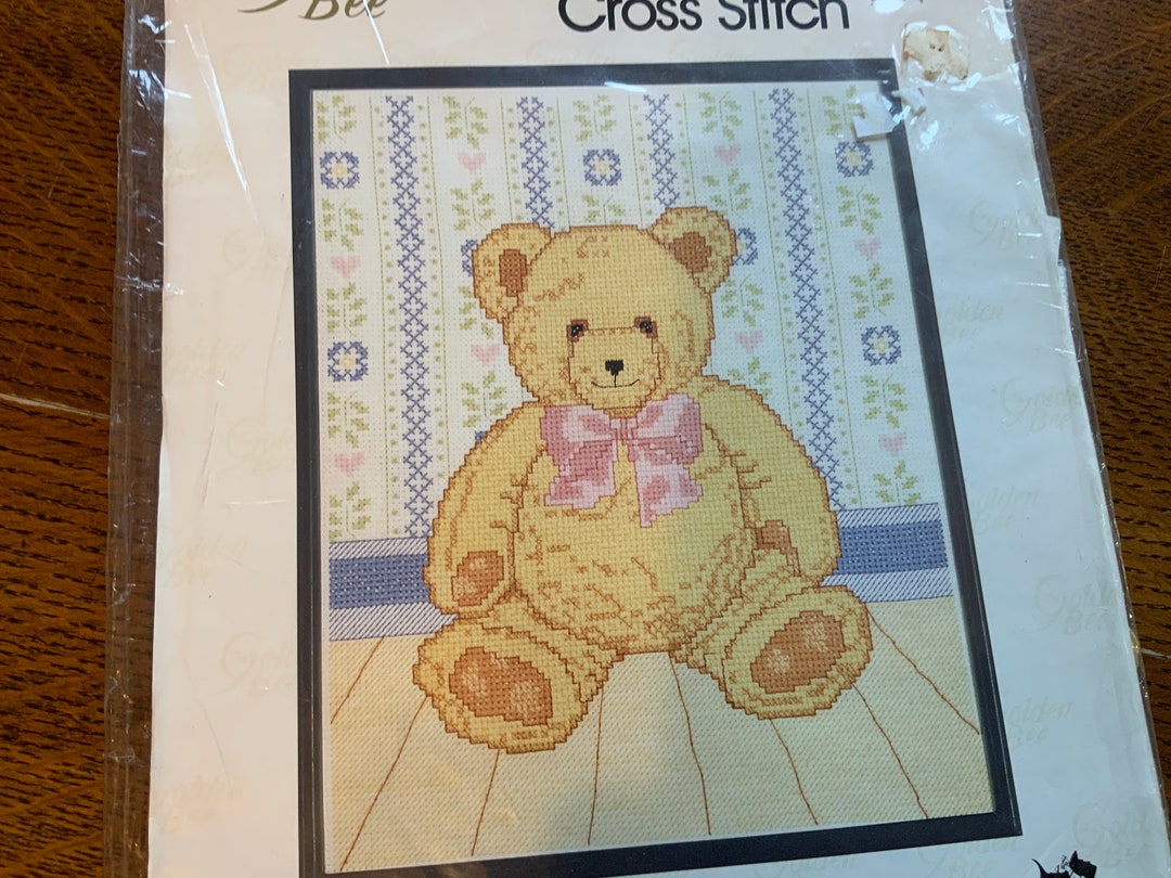 Cross Stitch Kit Teddy Bear Cross Stitch Unopened Kit 1990 Etsy