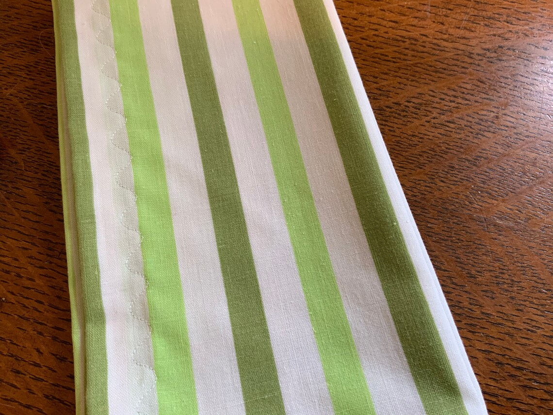Cloth Dinner Napkins Green Striped Napkins Set of 6 Cotton Etsy