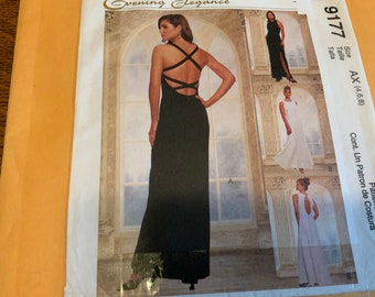 McCalls 9177, Misses Evening Dress Pattern, 2 Styles , Sizes 4 6 8, Uncut Pattern