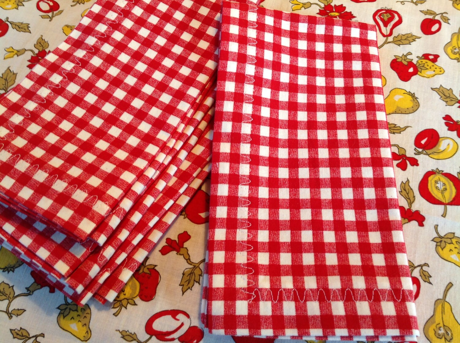 Cloth Dinner Napkins Cotton Red and White Checked Napkins Etsy