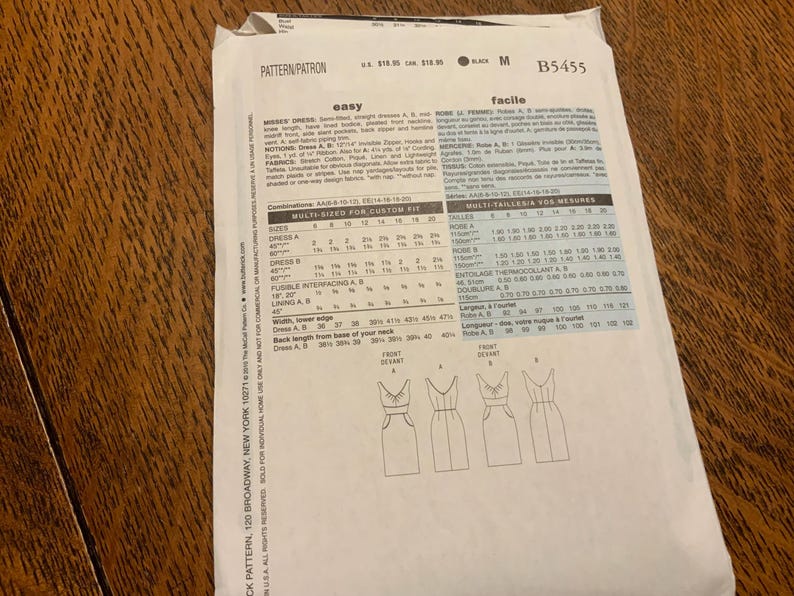 Butterick 5455, Misses Dress Pattern, Sizes 14 16 18 20, Evening or ...