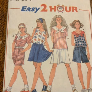 Simplicity 9655, Girl’s Top and Skirt Pattern, Shorts Pattern, Sizes 12 14, Vintage 1995 Uncut Easy Sew