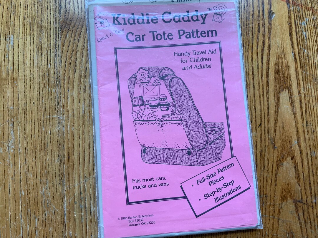 Car Seat Caddy Pattern, Attaches to Back of the Seat, Travel Aid Tote