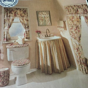 McCalls Pattern 2721, Bathroom Decorating, Shower Curtain, Curtains, Sink Cover, Waste Basket Cover, Uncut  Pattern
