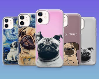 Pug Phone Case Dog Cute Animal Funny Art Cover for iphone 17Pro Air Max, 16e/Pro 15,14, SamsungS25 S24Ultra S23FE S22 A16 Pixel 10, 9Pro XL