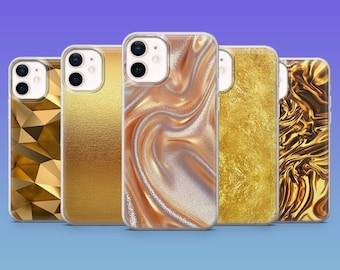 Custodia per telefono con estetica dorata, custodia di lusso con texture dorata per 17, 17Pro/Max/Air, 16e/Pro 15, 14, SamsungS25 S24Ultra S23FE S22 A16 Pixel 10, 9Pro 8A