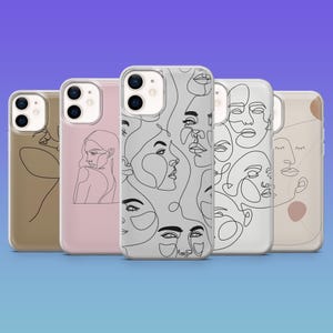 Line Art Face Phone Case Minimalist Abstract Cover for 17, 17Pro/Air, 16e/Pro 15,14, SamsungS25 S24Ultra S23FE S22 A16 Pixel 10 , 9Pro XL 8A