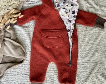 Walked wool overall for babies & toddlers – handmade, warm and breathable Walked loden/walked wool