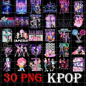 Mega KPop Demon Hunters Bundle, Anime Fan Files, KPop Demon Hunters PNG, Boy Band PNG Bundle, Shirt Sublimation Design