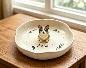 Personalized Pet Jewelry Ring Dish,Handmade Clay Dog 3D Statue Ring Dish,dog cake topper