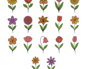 Flowers Embroidery Design - Flower Collections Embroidery Design - Flower Set Embroidery Design - Machine Embroidery Design Files - 8 Sizes