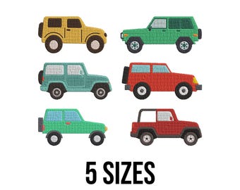 Jeep Stickerei Design - Geländewagen Stickdatei - Fahrzeuge Stickdatei Design - Adventure Stickdateien - 5 Größen
