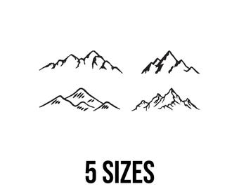 山の刺繍デザイン。山のシルエット。山のミニ刺繍。山のデザイン。機械