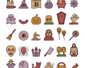 Icone di Halloween - Ricamo del 31 ottobre - Pacchetto di ricami spettrali per le festività - File di ricamo per macchina da cucire - 8 misure