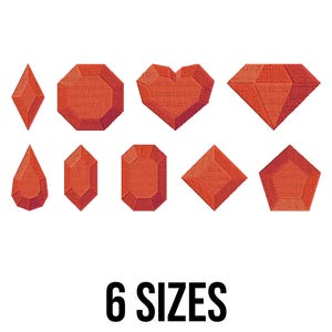 Ruby Bundle Embroidery Design - Gemstone Embroidery Design - Diamond Embroidery - Precious Stones Machine Embroidery Design Files - 6 Sizes