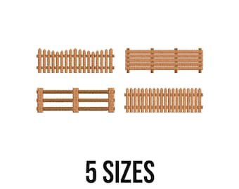 Wooden Fence Bundle Embroidery Design - Garden Fence Embroidery Design - Borders Fence Embroidery - Machine Embroidery Design Files -6 Sizes