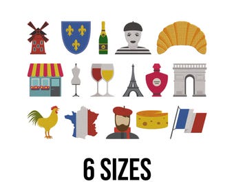 France Embroidery Design - French Culture Embroidery Design - France Landmark Embroidery Design - Machine Embroidery Design Files - 6 Sizes