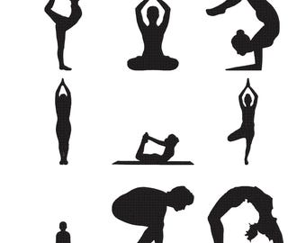 Yoga Embroidery Design - Stretching Poses Embroidery Design - Dancer Poses Embroidery Design - Machine Embroidery Design Files - 8 Sizes