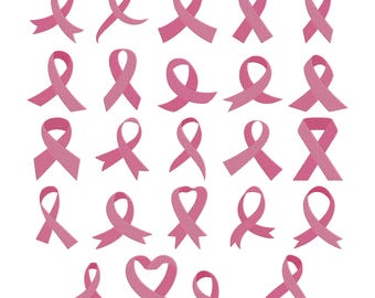 Disegno per ricamo a macchina con nastro - Disegno per ricamo a macchina con nastro per la sensibilizzazione sul cancro al seno - Set di file per ricamo a macchina con nastro per la lotta contro il cancro - 8 misure