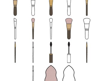 Disegno per ricamo a pennello - Disegno per ricamo a pennello per trucco - Disegno per ricamo da donna - File per ricamo a macchina per mascara per sopracciglia - 8 misure