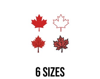 Maple Leaf Embroidery Design - Canada Flag Embroidery Design - Canadian Maple Leaf Embroidery -  Machine Embroidery Design Files - 6 Sizes
