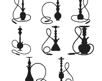 Disegno per ricamo di narghilè - Disegno per ricamo di narghilè in stile arabo - File di ricamo per macchina da cucire - 8 misure