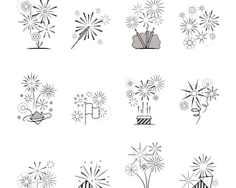 Fireworks Embroidery Design - Celebrations Sparks Embroidery Design - Ground Spinners Embroidery - Machine Embroidery Design Files - 8 Sizes