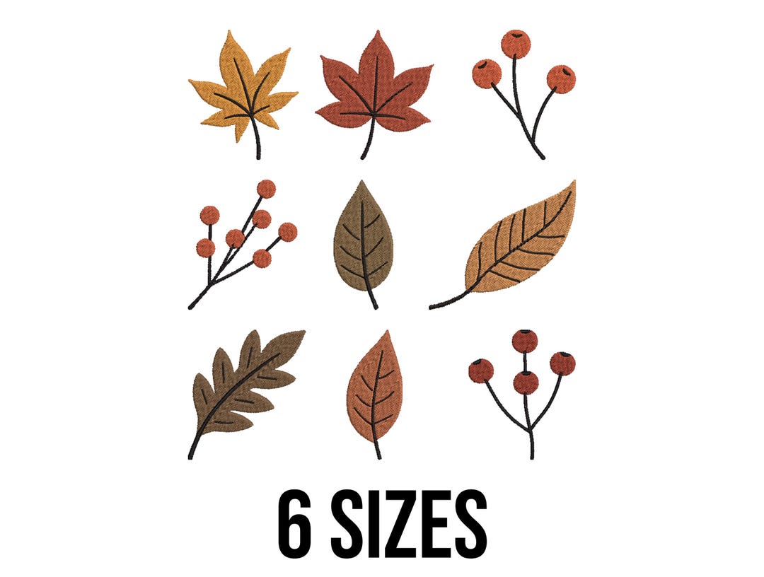 Autumn Fall Leaves Bundle Embroidery Design - Autumn Leaves Embroidery ...