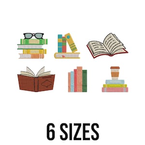Stack Of Books Embroidery Design - Open Book Embroidery Design - Books Embroidery Design - School Machine Embroidery Design Files - 6 Sizes
