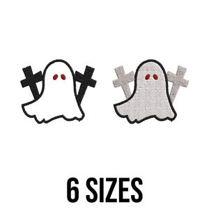 Ghost with Cross Embroidery Design - Halloween Embroidery Design - Spooky Ghost Embroidery Design - Machine Embroidery Design Files -6 Sizes