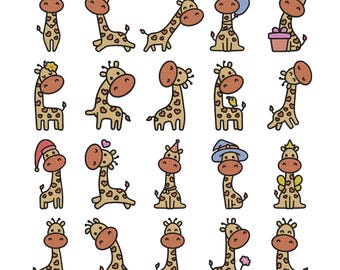 Disegno per ricamo di giraffa - Set di disegni per ricamo di giraffa - Simpatico disegno per ricamo di giraffa in stile cartone animato - File di disegno per ricamo a macchina - 8 dimensioni