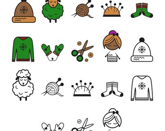 Cozy Knitting Set Embroidery Design - handcraft Tools Embroidery Design - Yarn Woolly Sheep Beanie Machine Embroidery Design Files - 8 Sizes