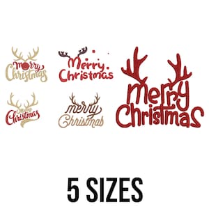 Merry Christmas Embroidery Design - Christmas Quote Set Embroidery Design - Festive Holiday Text  Machine Embroidery Design Files - 5 Sizes