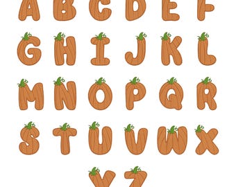 Ricamo con scritta a forma di zucca di Halloween - Ricamo con lettere spaventose - File di ricamo a macchina con mini alfabeto a forma di zucca - 8 dimensioni