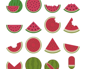 Watermelon Embroidery Design - Summer Beach Embroidery Design - Fruit Embroidery Design- Watermelon Machine Embroidery Design Files -8 Sizes