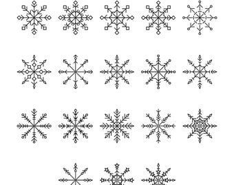 Snowflakes Embroidery Design - Mini Line Art Snowflakes Embroidery Design - Winter Set Embroidery - Machine Embroidery Design Files -8 Sizes