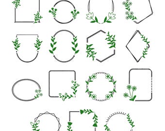 Floral Leaves Frames Embroidery Design - Mini Botanical Frames Embroidery Design - Floral Wreath Machine Embroidery Design Files - 8 Sizes