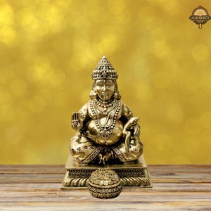 Handcrafted Brass Kuber Statue: Hindu God of Wealth