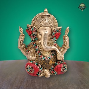 Brass Lord Ganesha Statue: 5.5&quot; Ganpati Idol for Puja & Home Decor