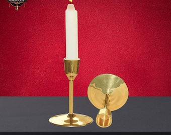 Brass Taper Candle Holders - Set of 2 Heavy Gold Candle Stands